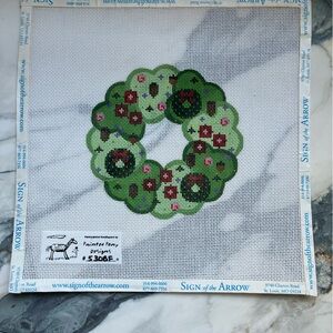 Painted Pony Christmas Wreath Needlepoint Canvas #530bf